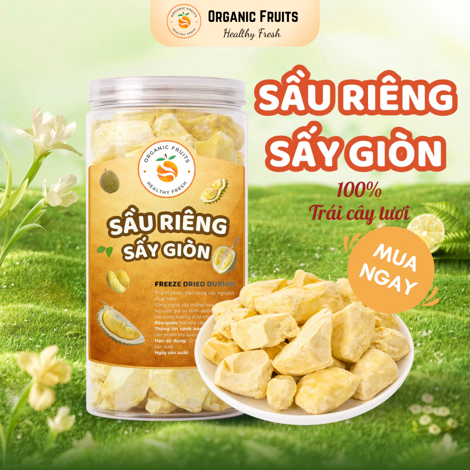 Sầu Riêng Sấy Giòn Hũ 1200ML – Cơm Sầu Riêng Sấy Giòn Xốp